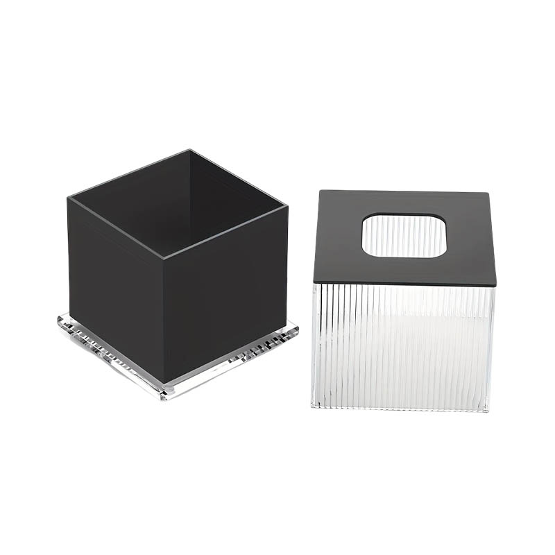 How can acrylic tissue boxes enhance the modern feel of a home with their high transparency?